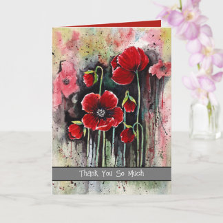 Cartão Flores De Papoila Em Aquarela