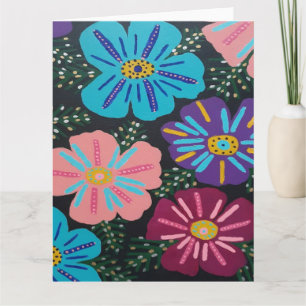 Cartão Flores de Pastel Grandes em Preto