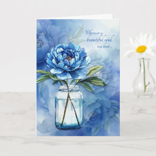 Cartão Flores de Peônia Azul de Simpatia Sentimento Since