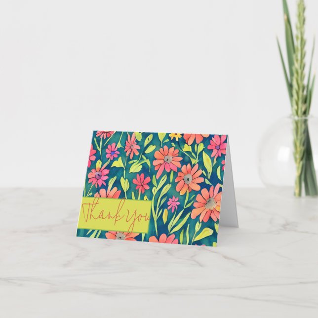 Cartão Flores de primavera aquarela personalizáveis (Frente)