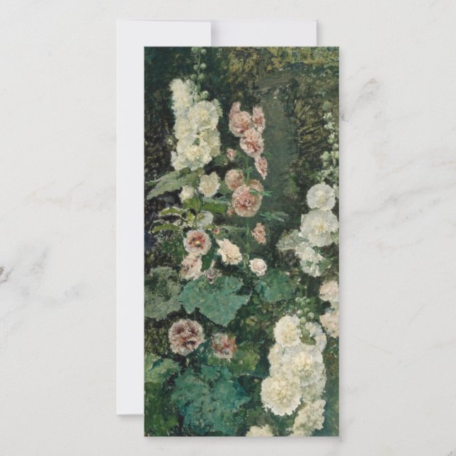 Cartão Flores de Rosa Hollyhock (Frente)