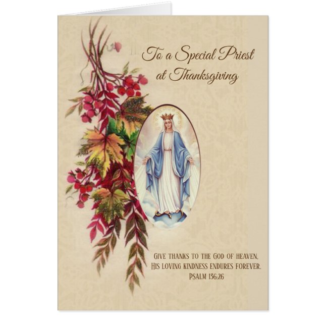 Cartão Flores do outono da Virgem Maria do padre da acção (Frente)