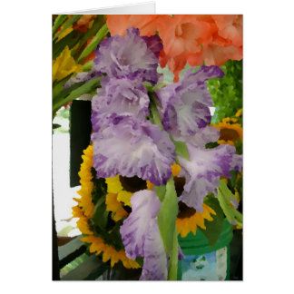 Cartão Flores do verão no suporte da fazenda