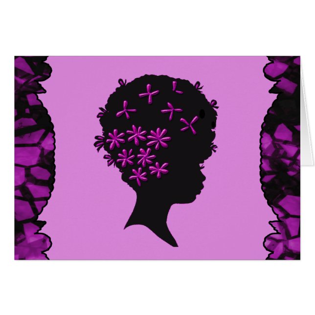 Cartão Flores do vintage no Afro (Frente Horizontal)