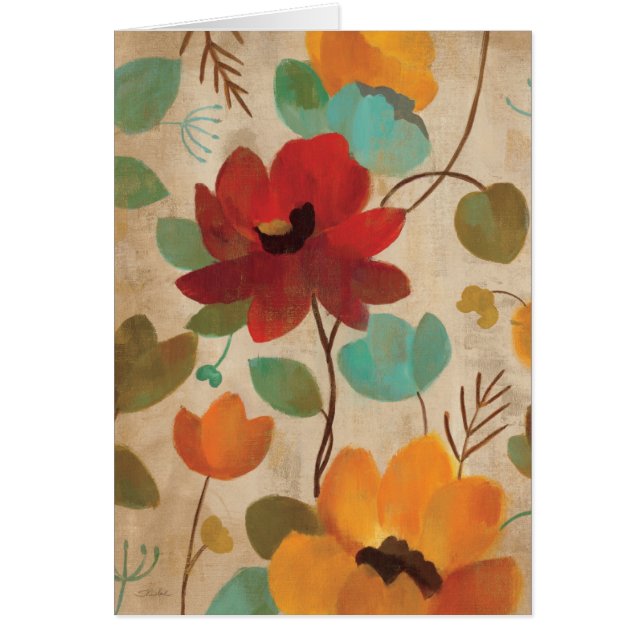 Cartão Flores e botões coloridos (Frente)