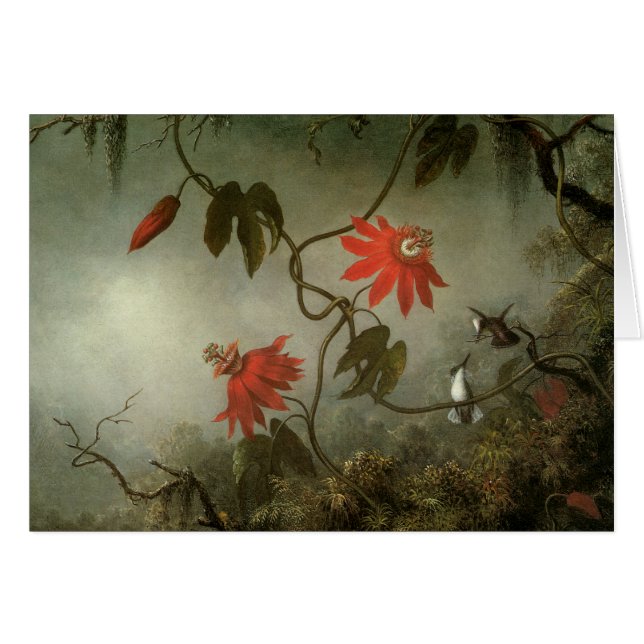 Cartão Flores e colibris da paixão (Frente horizontal)