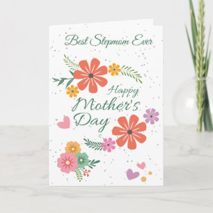 Cartão Flores E Corações Da Stepmama Para Dia de as mã