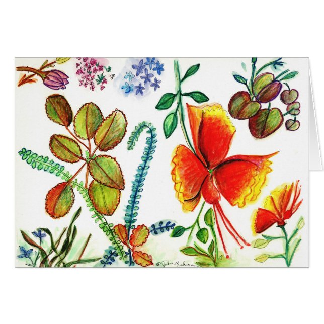 Cartão Flores e folhas de Florida (Frente horizontal)