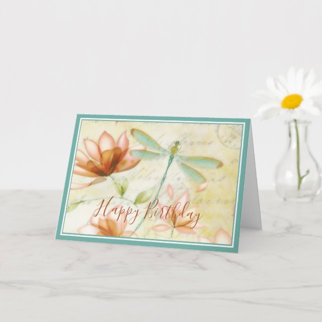 Cartão Flores e libélula (Planta pequena)