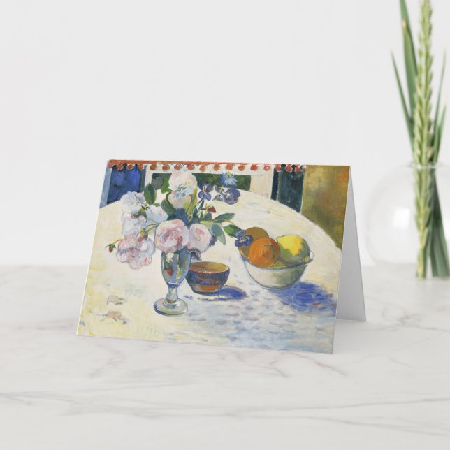 Cartão Flores e uma taça de Fruta | Paul Gauguin (Frente)