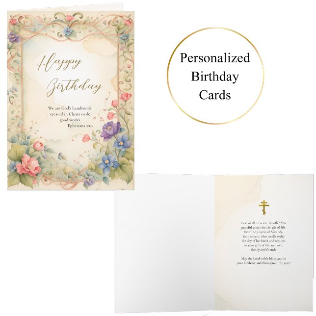 Cartão Flores Eetéreas em um Aniversário de Quadro Dourad (Criador carregado)