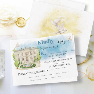 Cartão Flores Elegante Venue pombas RSVP de Casamento