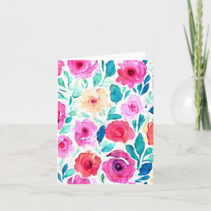 Cartão Flores em aquarela brilhante personalizáveis