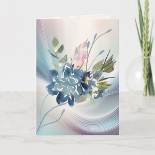 Cartão Flores em Aquarela em Redemoinho Opalescente