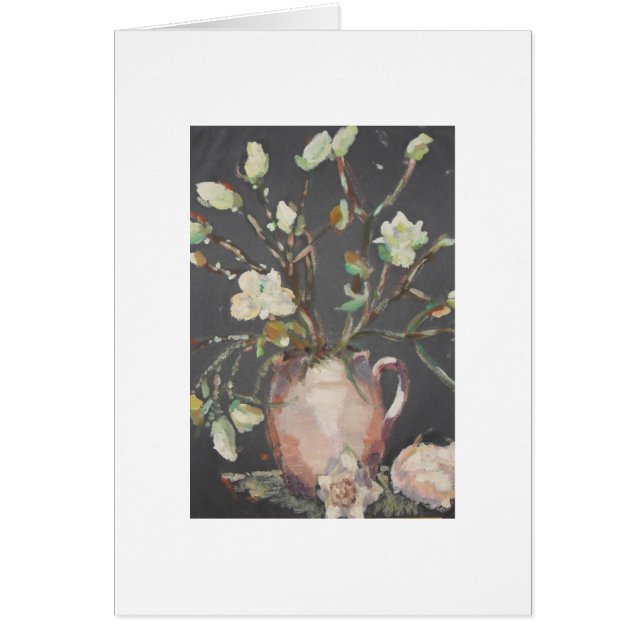 Cartão Flores em pintura a óleo de vaso (Frente)