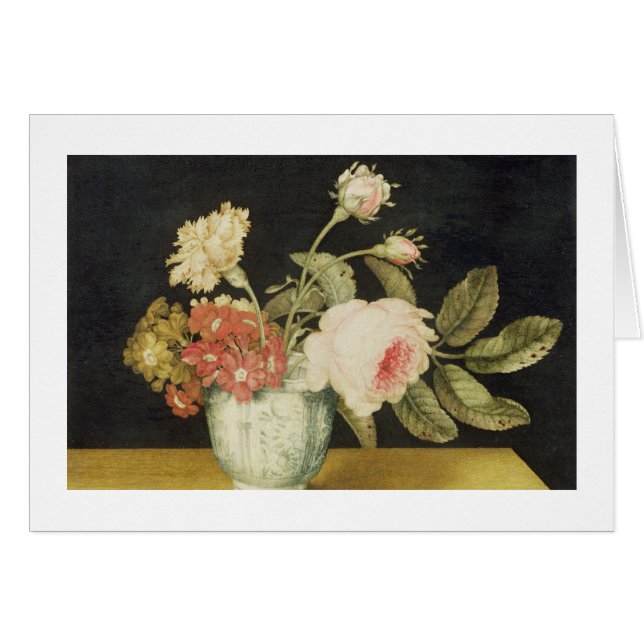 Cartão Flores em um frasco de Delft (óleo no painel) (Frente Horizontal)