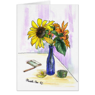 Cartão Flores em uma garrafa