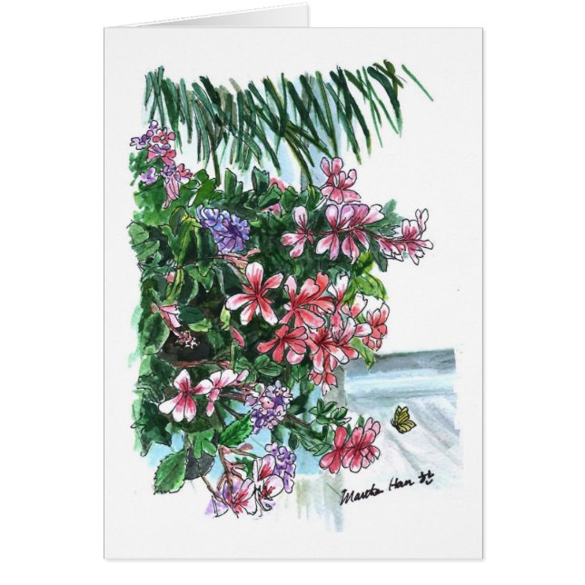 Cartão Flores em uma rua (Frente)