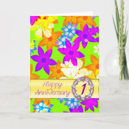 Cartão Flores fabulosas 1º aniversário para cônjuge