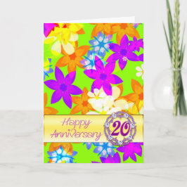 Cartão Flores fabulosas 20º aniversário para um casal