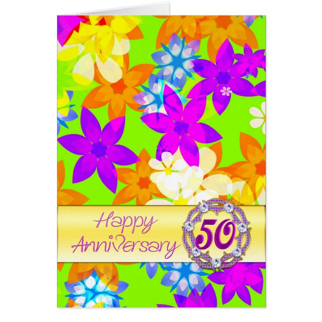 Cartão Flores fabulosas 50 anos para um casal (Frente)