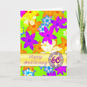 Cartão Flores fabulosas 60º aniversário para um casal