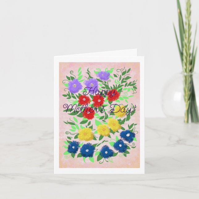Cartão Flores Feliz Dia das Mães (Frente)