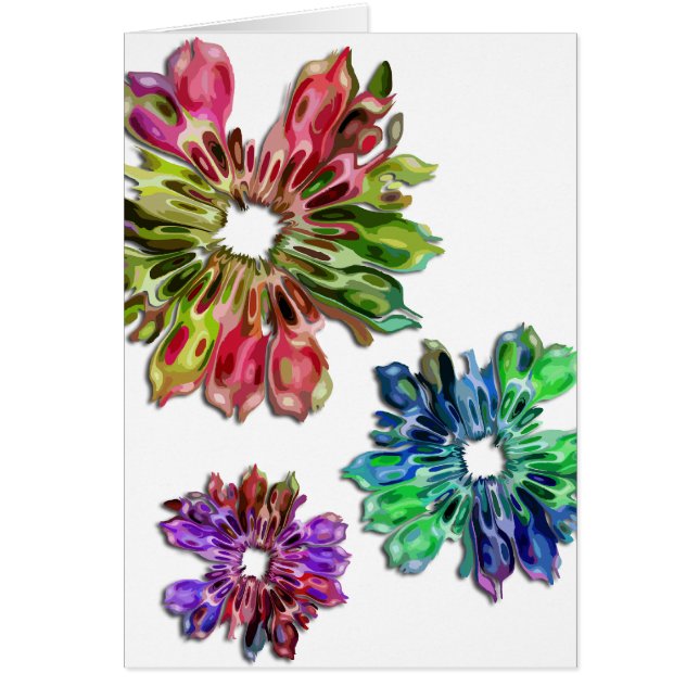 Cartão Flores fractais abstrato 2D (Frente)