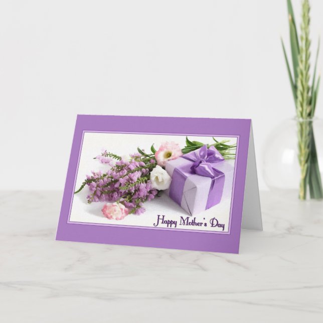 Cartão Flores frescas e Dias de as mães para presentes (Frente)