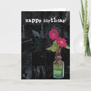 Cartão Flores Grunge Birthday em Vase