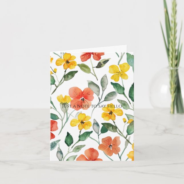 Cartão Flores Laranja Amarelas Pensando Em Você (Frente)