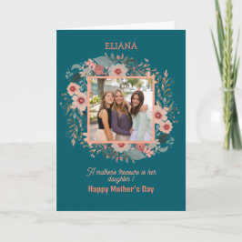 Cartão Flores Lindas Citação de Mãe e Filha Foto do Dia d