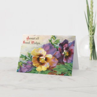 Cartão Flores Luminosas Amarelas e Roxas de Aniversário