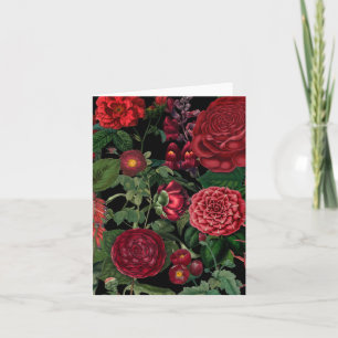 Cartão Flores Mal-humoradas Preto e Burgundy Monograma Vi