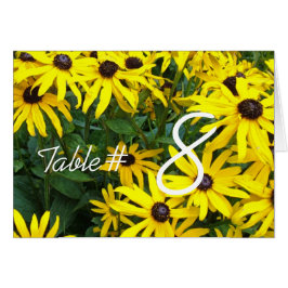 Cartão flores margaridas amarelas no verão número da mesa
