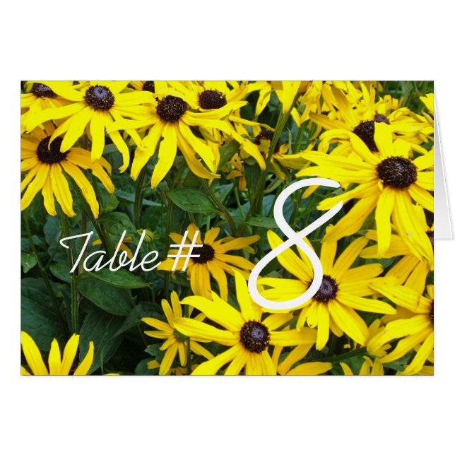 Cartão flores margaridas amarelas no verão número da mesa (Frente horizontal)