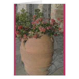 Cartão Flores na plantação de terracota da Toscana
