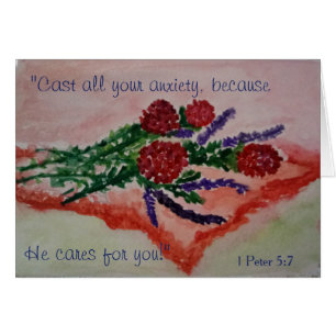 Cartão Flores no tablecloth