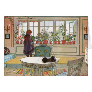 Cartão Flores no Windowsill por Carl Larsson