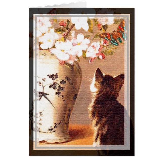 Cartão Flores orientais e borboletas (Frente)