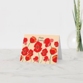 Cartão Flores Papoulas Vermelhas Personalizadas  