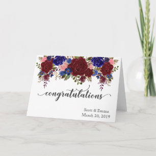 Cartão Flores Personalizadas de Felicitações de Casamento