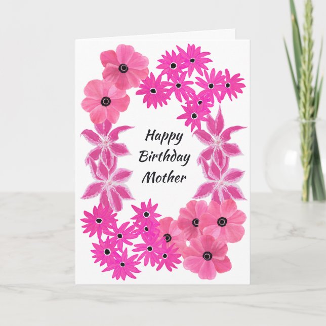 Cartão Flores Pintadas de Rosa Personalizadas (Frente)
