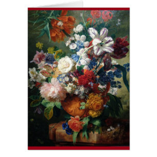 Cartão Flores: pintura por Mestre holandês Jan van Huysum