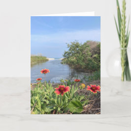 Cartão flores por mar (vazio dentro)