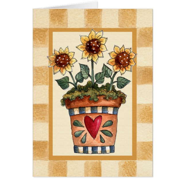 Cartão Flores Potted (Frente)