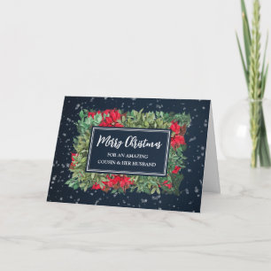 Cartão Flores Primo e Marido Feliz Natal