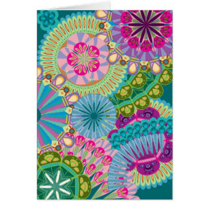 Cartão flores psychadelic da pena