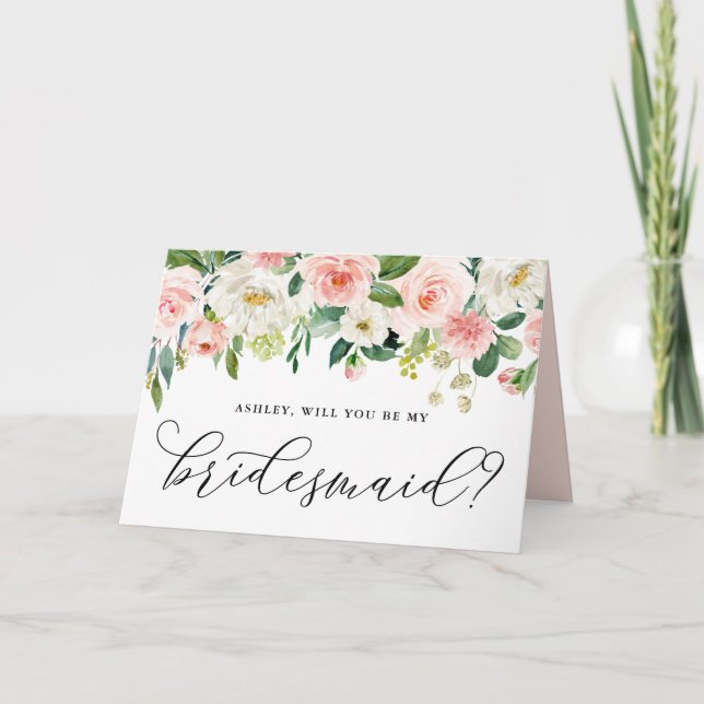 Cartão Flores Românticas Rosa Serão Minha Colmeia (Frente)