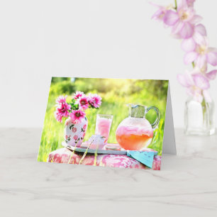 Cartão Flores Rosa bonito E Bebida Com Limonada De Morang